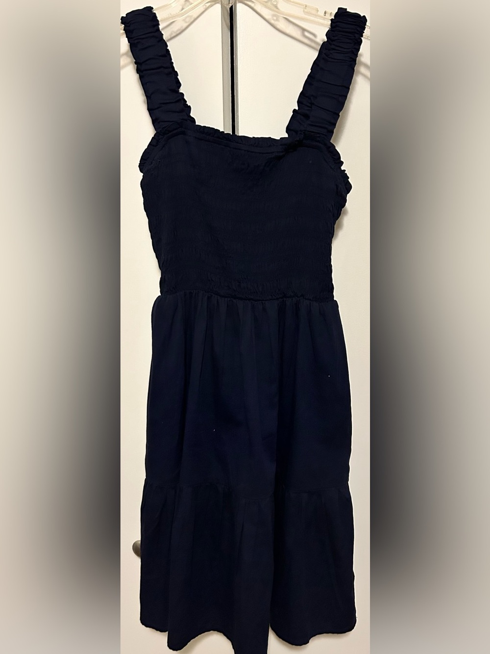 Gap Navy Ruffled-Strap Midi Sundress with pockets. Sz XS